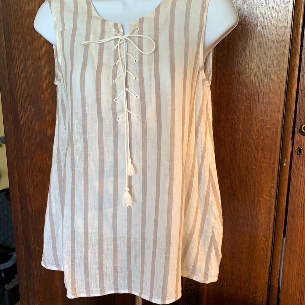 Zara Basic Striped Sleeveless Top, S
